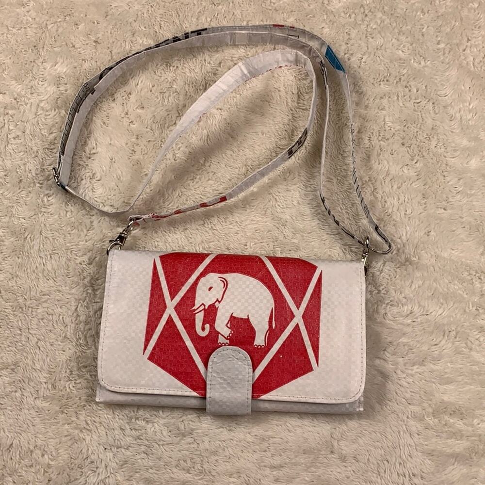 Upcycled Cement bag elephant crossbody‎ or shoulder bag